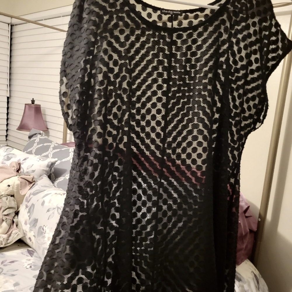 Black Mesh Overdress High Low